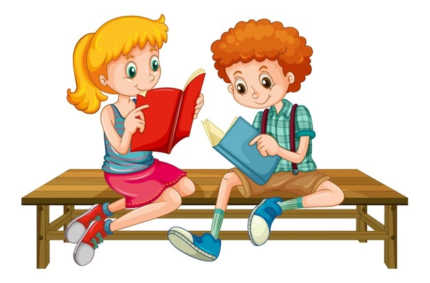 chlopiec i dziewczynka czytajac ksiazke 1308 50995