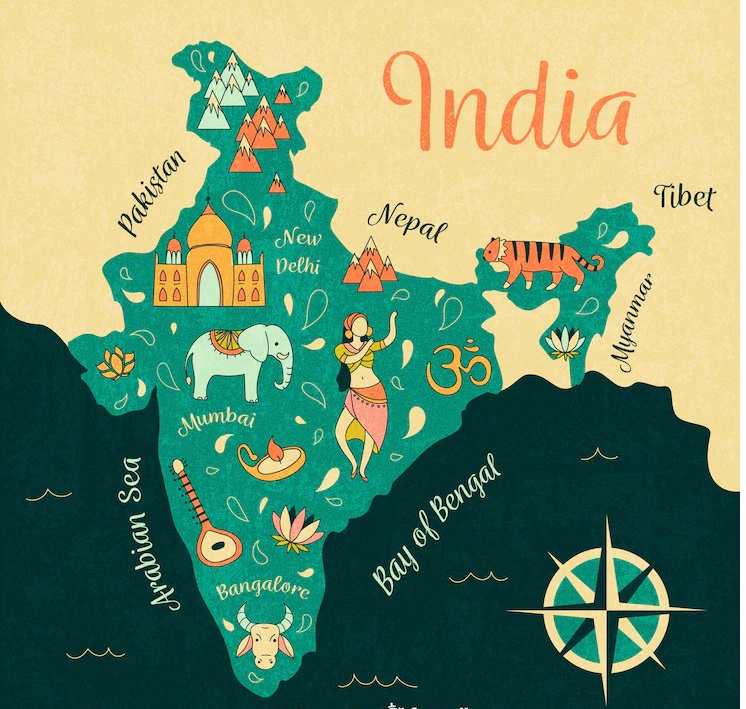 recznie rysowane mape indii 52683 14532